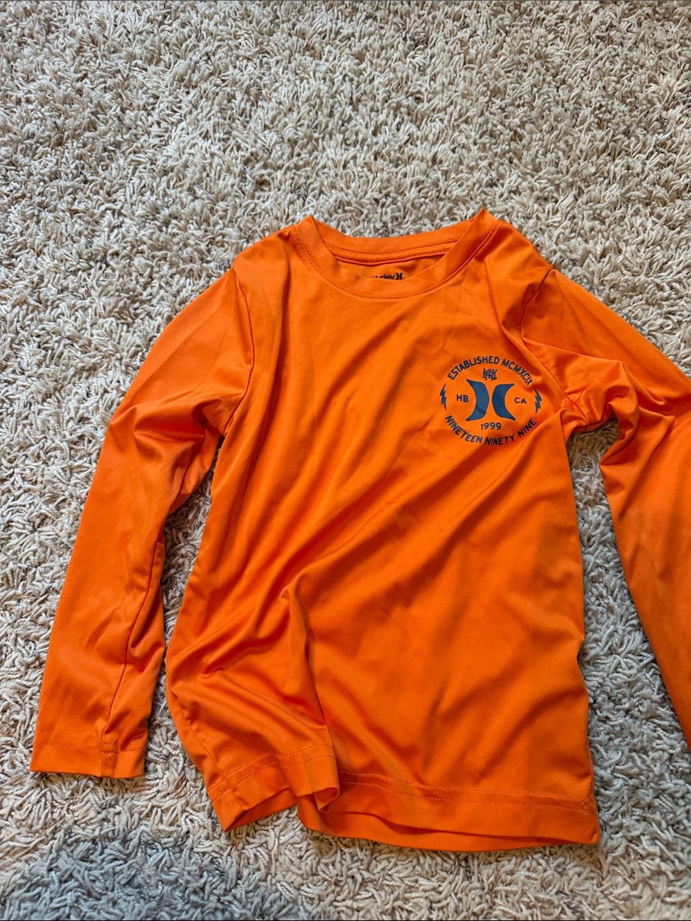 Hurley Orange Performance Long Sleeve Top